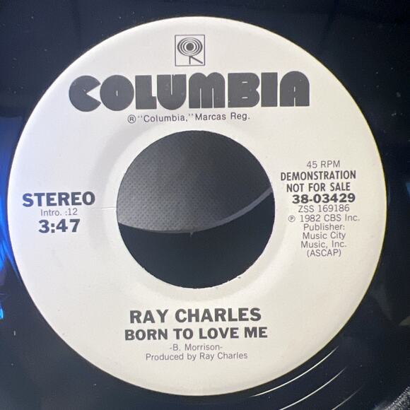RAY CHARLES Born to Love Me - Columbia 45 Vinyl RARE Promo EX! ULTRASONIC CLEAN! - Picture 3 of 6